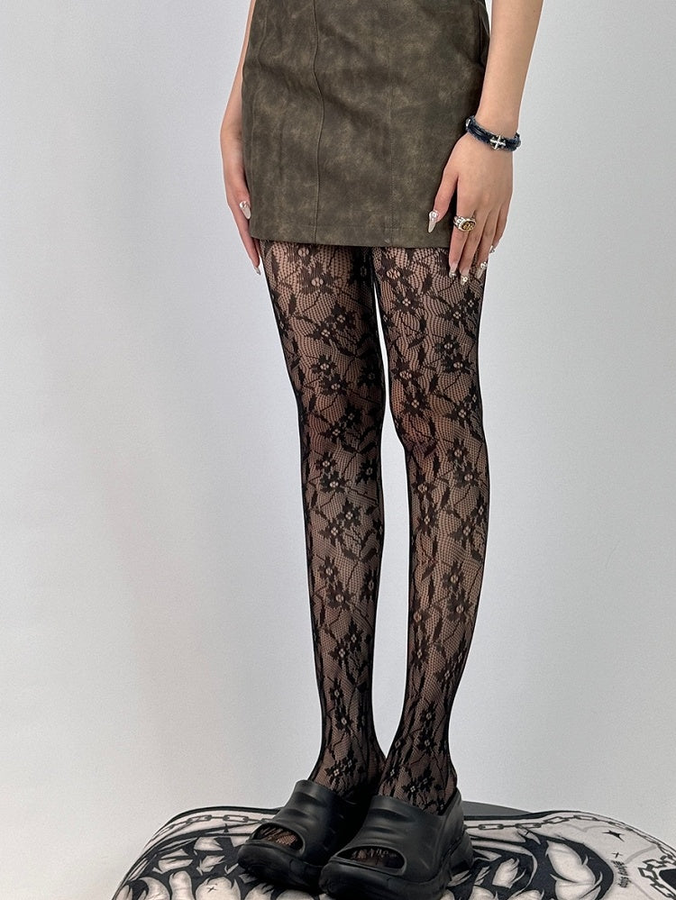 Y2K Hollow-out Design Brown/Black Tights