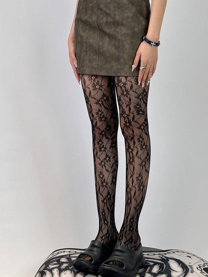 Y2K Hollow-out Design Brown/Black Tights