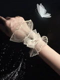 Sheer Wrist Cuffs with Bow Detail - Mr. Cat