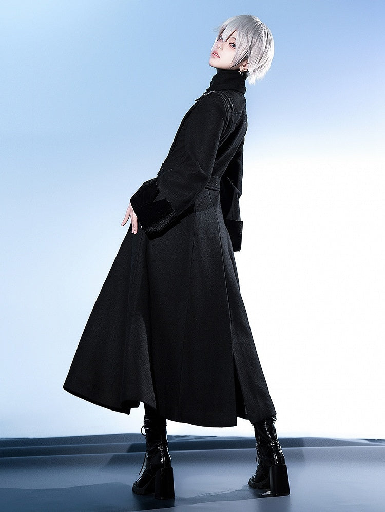 High Neck Coat Ouji Woolen Lolita Collar Stand Black