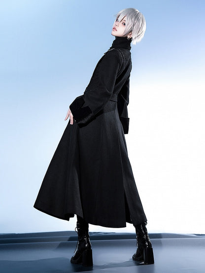 High Neck Coat Ouji Woolen Lolita Collar Stand Black