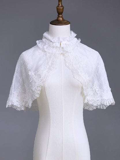 White Lace Ruffled Cape - Airfreeing