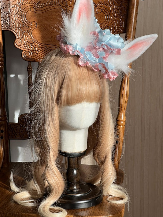 Mini-Details Rüschenohren, elegant mit flauschigem Hut, Lolita-Häschen und klassisch