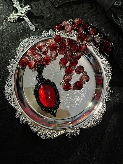Gothic Rhinestone Pendant Beaded Necklace 3 Colors