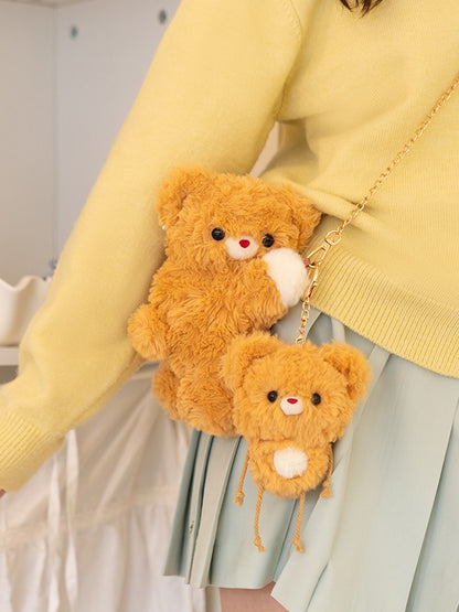 黄色のかわいいクマとアリのぬいぐるみキーチェーン