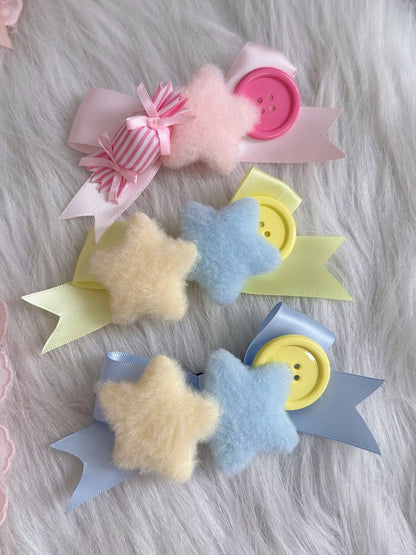 Hairclip Plush Color Button Options 3 Sweet Star Lolita