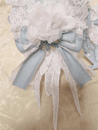 Sweet Pink/Blue Bowknot Lace Lolita Floral Hairclip