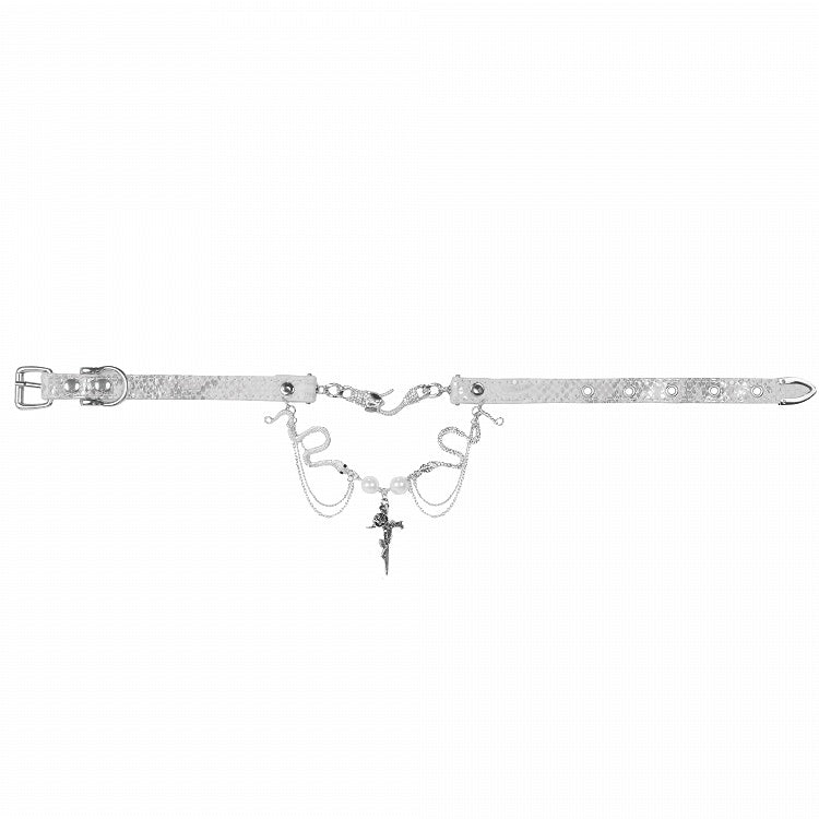 Pearls Punk Choker White Snakes