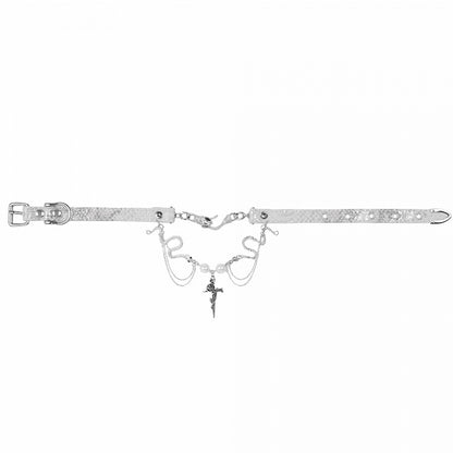 Pearls Punk Choker White Snakes
