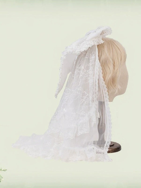Elegant Lolita Veil with Bow in Four Colors - Mademoiselle Pearl