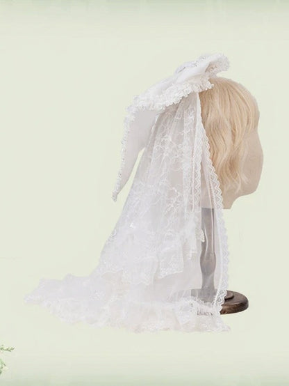 Elegant Lolita Veil with Bow in Four Colors - Mademoiselle Pearl