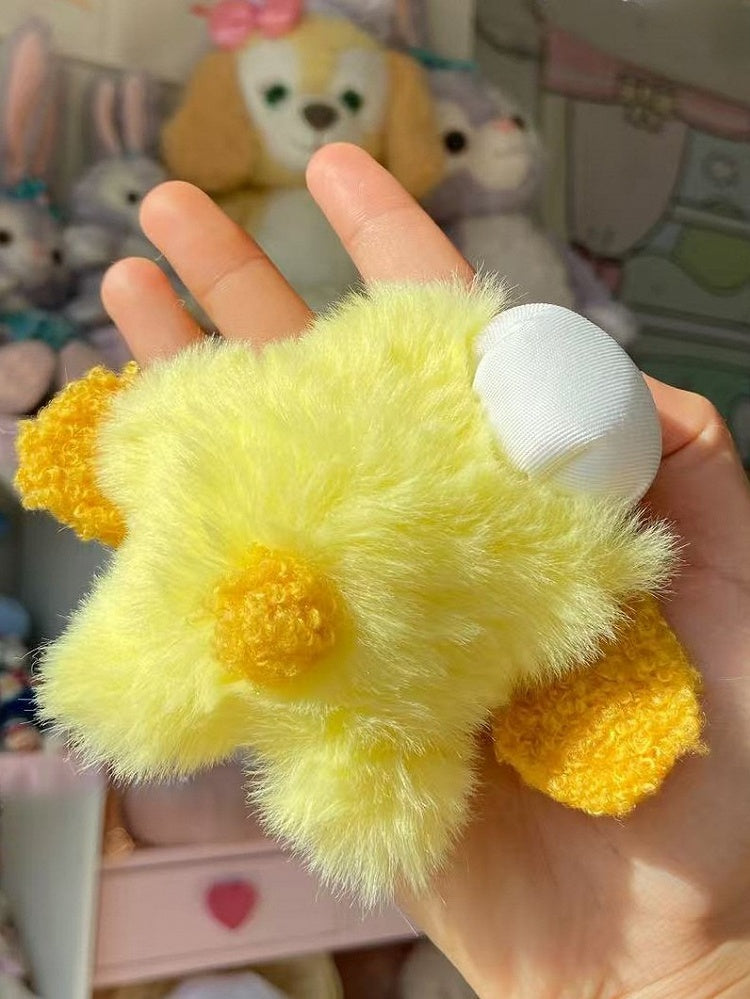 Bowknot Puppy Decorated Plush Keychain Yellow