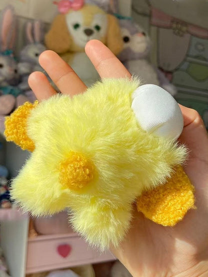 Bowknot Puppy Decorated Plush Keychain Yellow