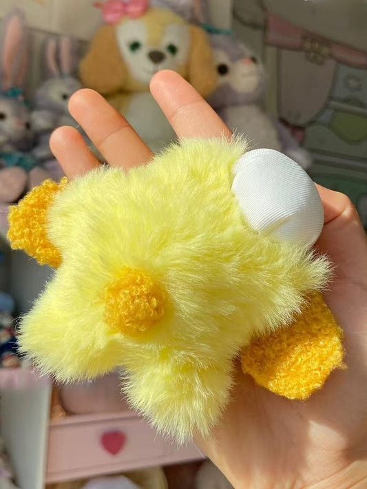 Bowknot Puppy Decorated Plush Keychain Yellow