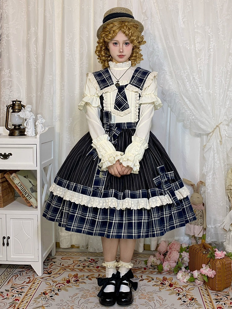 Creamy Ruffle Neckline Long Sleeves Blouse