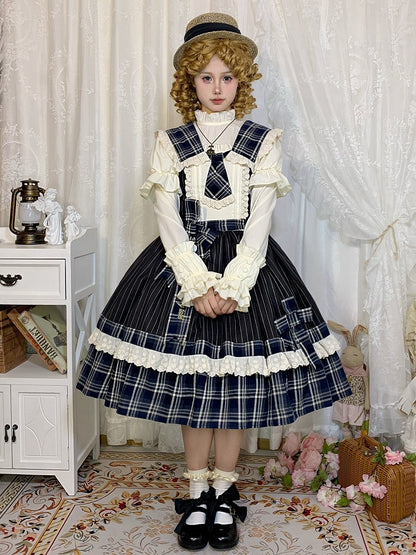 Creamy Ruffle Neckline Long Sleeves Blouse