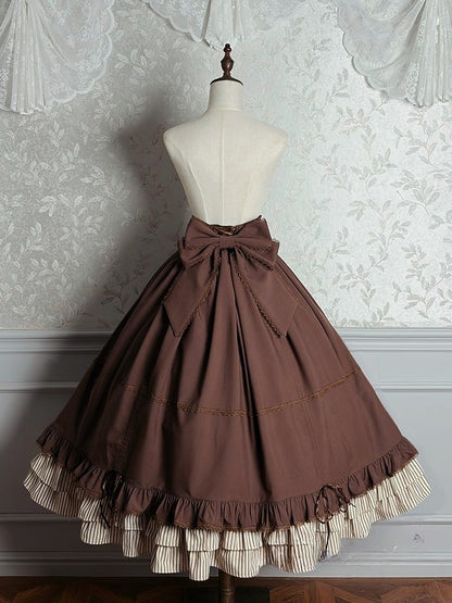 Ruffled Lolita High Boned Brown with Hem Skirt Waist
