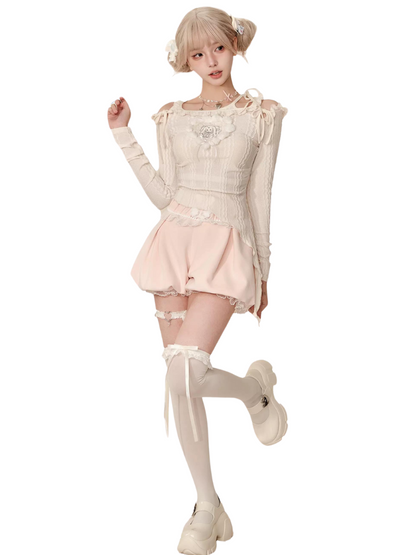 Milk Top Asymmetrisch Erdbeere + Hose