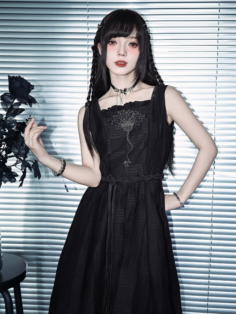 Chinese-Style Black Woven Tassel Waist Cord - Quirky Hut