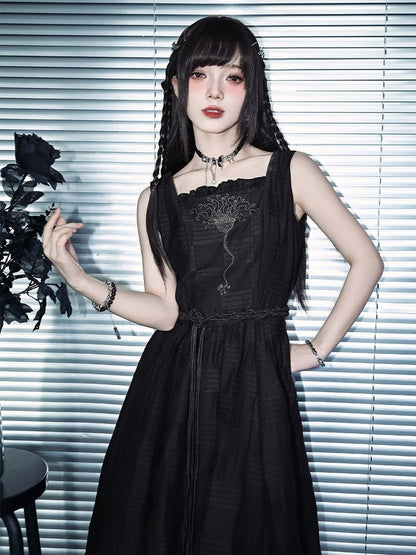 Chinese-Style Black Woven Tassel Waist Cord - Quirky Hut
