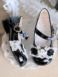 Wings Motif Decor Sweet Rabbit Lolita Black Bunny Themed Shoes with