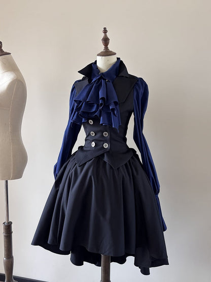 Ouji Lolita Gothic Double-Breasted Waistcoat Black