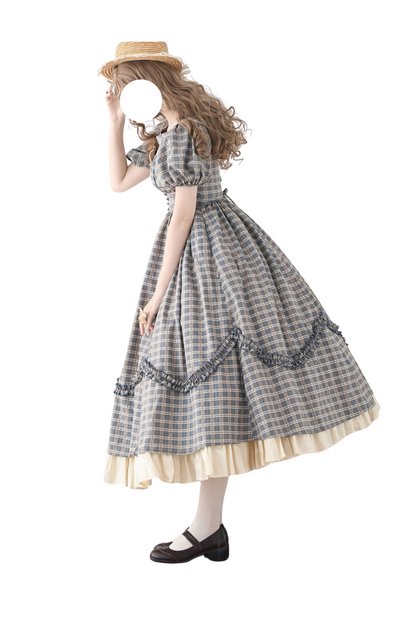 チェックレトロワードロリータペチコートドレスフォレスト+