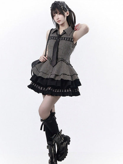 Black Tiered Ruffle Skirt - PINK SAVIOR