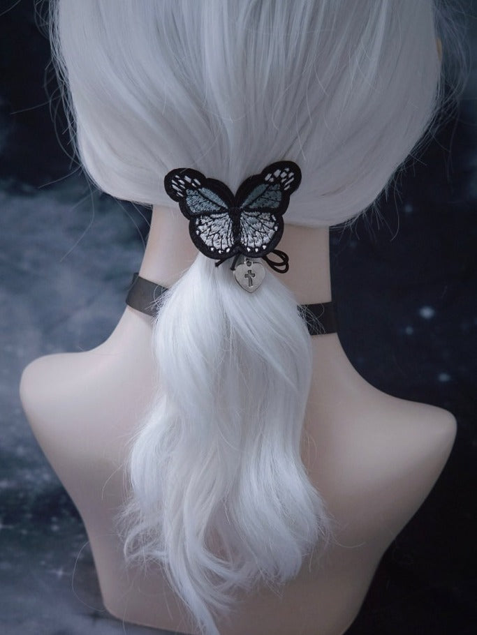 Black Butterfly Embroidery Hair Tie - Strange Sugar