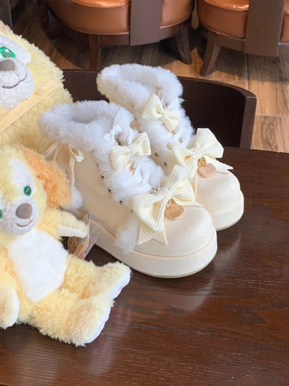 Boots Yellow Lolita - Charm Pompom Platform Snow Sweet