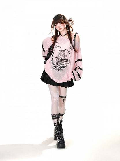 JK Uniform Pleated Skirt Buckle Belt Black