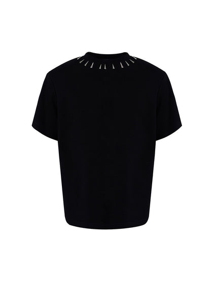Studded T-shirt Shoulder Men Black for Padding Design with