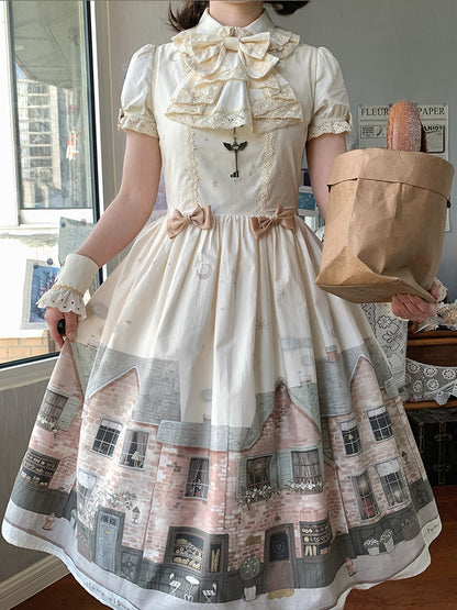 Pullover Print Beige Bakery Square Rock Lolita Ausschnitt