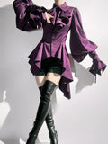 Foldover Hem with Shirt Purple Long Lolita Collar Cascading Irregular Ouji Sleeves