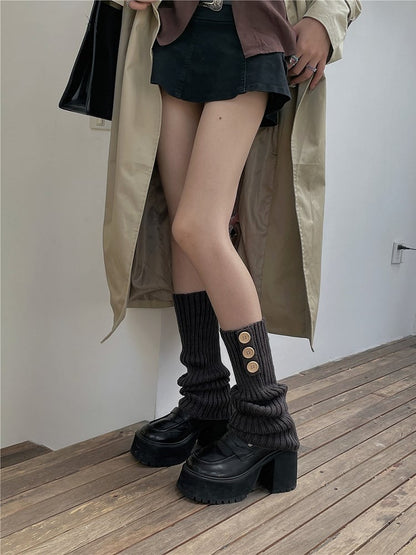 Button Options Knitted 7 Color Decorations Warmers Leg With