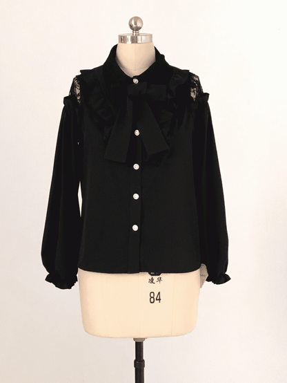 Blouse Bow Kei | Jirai Tie Lace with Shoulder Detachable Cut-Out