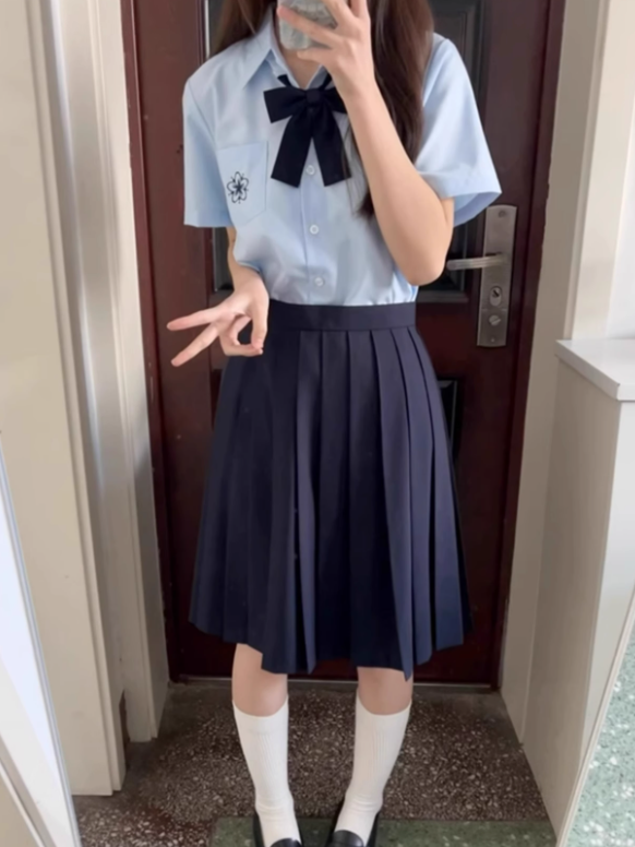 Blue Pleated Legnth JK /55CM Uniform 39CM Dark Skirt