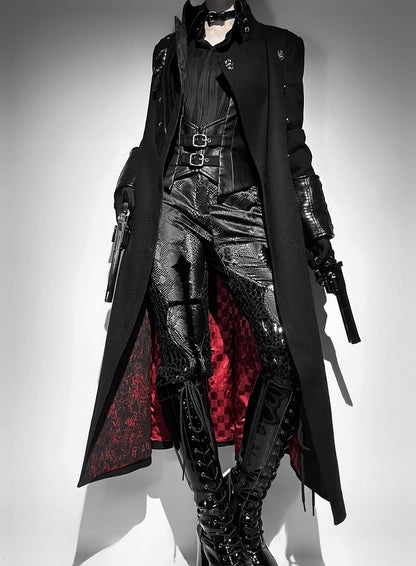 Stiefel Kniehoch Schnürung vorne Schwarz Blockabsatz Plateau Hochglanz Gothic