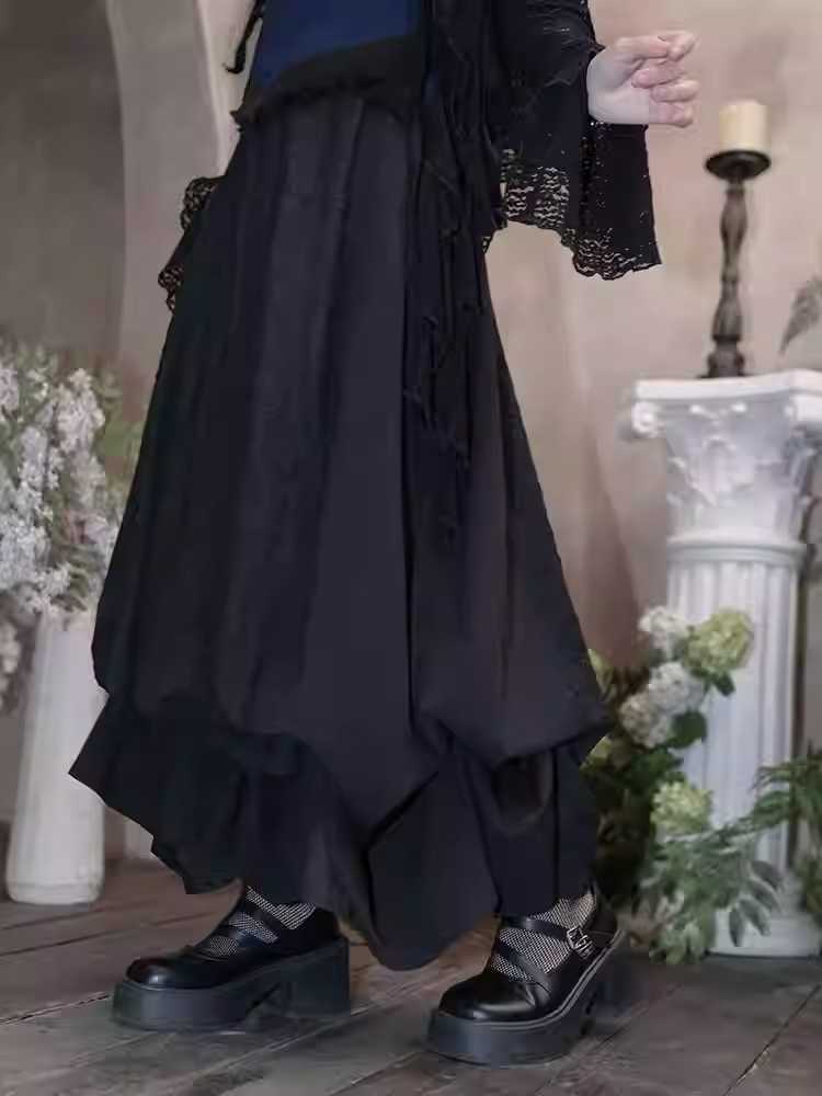 Black Ankle Skirt Bubble Length