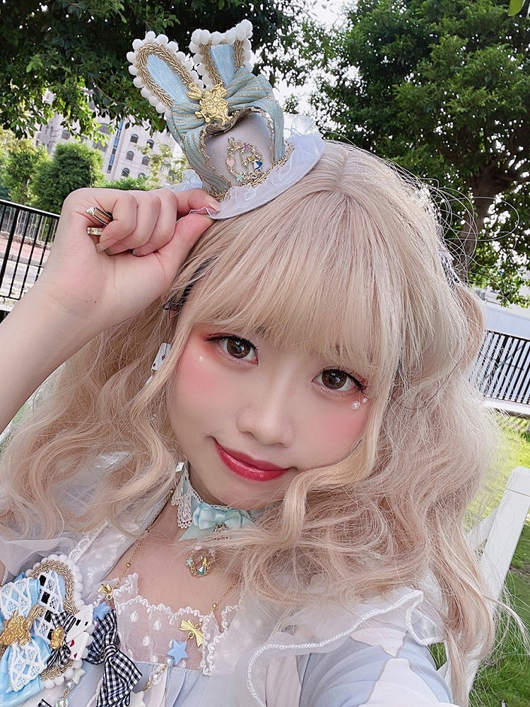 Blue/Pink Alice in Wonderland Vibes Bunny Ears Mini Hat
