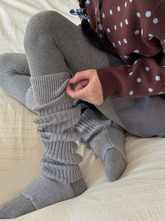 Footless Ribbed Knit Leg Warmers Slouchy