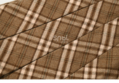 Brown High Waist Plaid Box Pleat Skirt