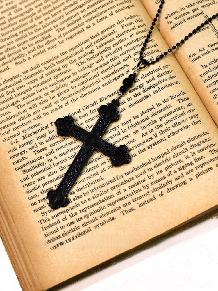 Cross Necklace Black Pendant
