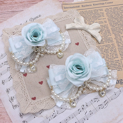 Floral Color Kei Pearl Hairclip 6 Options Chain Jirai Bowknot