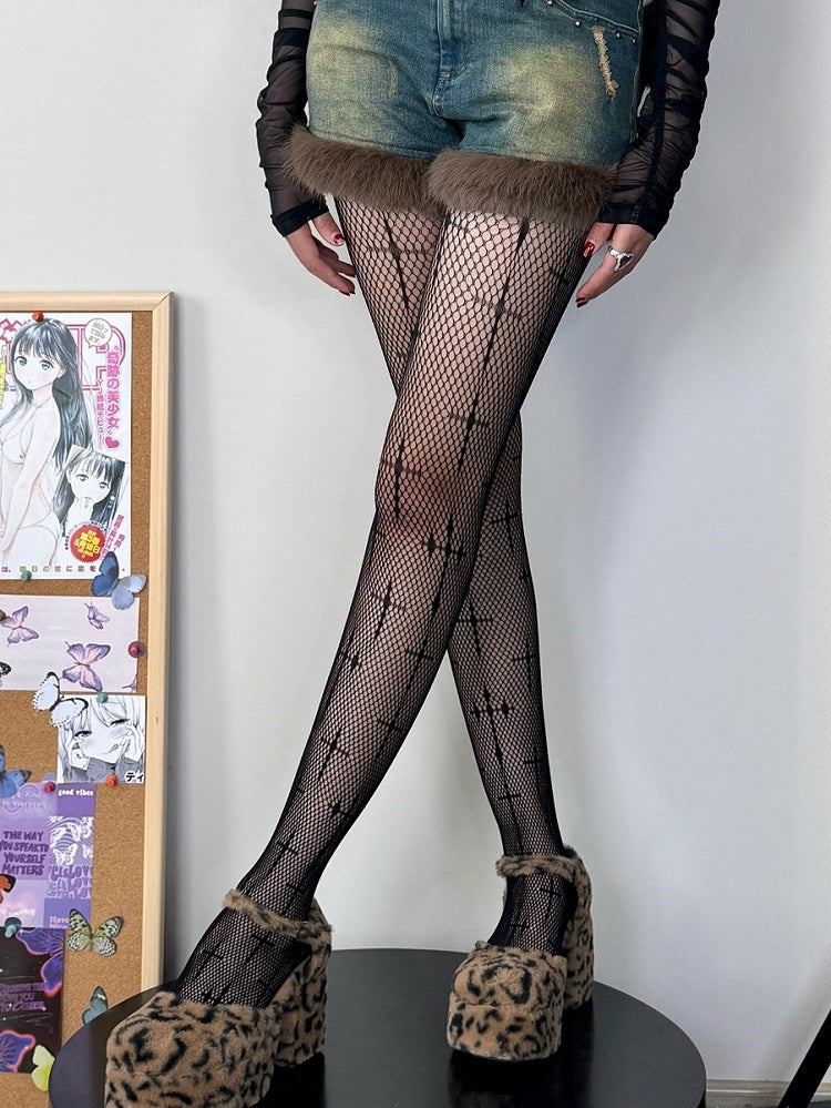 Cross Black/White Gothic Tights Pattern
