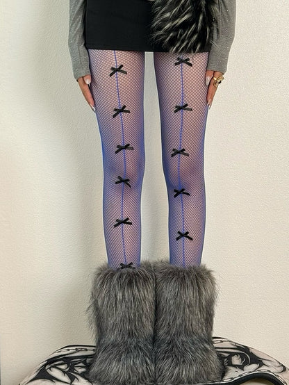 Details Fashion Blue/Black/Red/White Bowknot Tights Gyaru