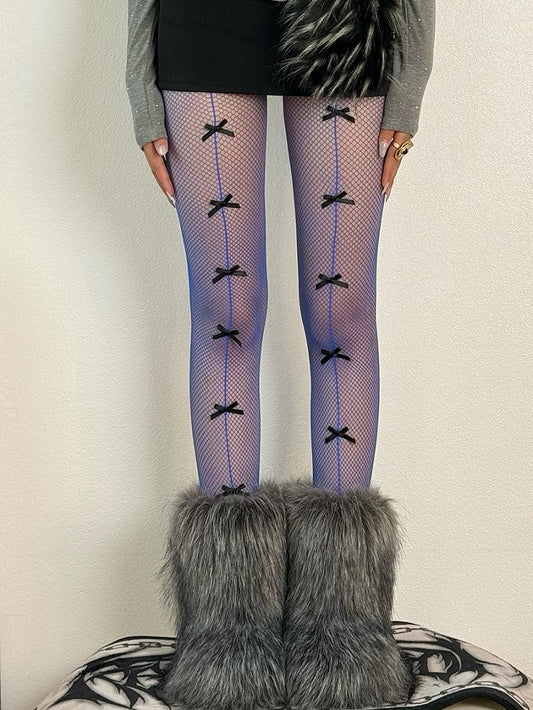 Details Fashion Blue/Black/Red/White Bowknot Tights Gyaru