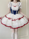 Jumper Blue Bows Waist Skirt White Lolita Basque Print Dark Balletcore Snow