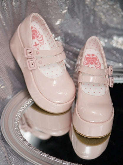 Platform Straps Sweet Buckle with Shoes Dual Jane Mary Pink