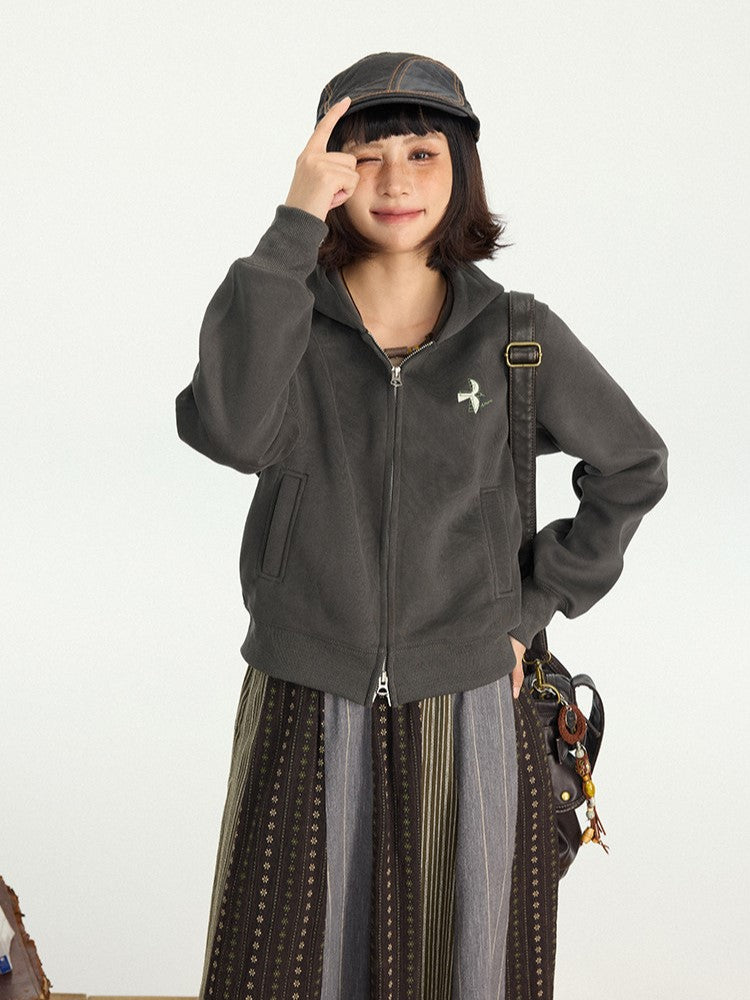 Hoodie Options Placket Zipper Gray Double-Pull 3
